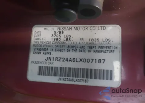 1990 Nissan 300Zx z USA, uszkodzony, nr VIN JN1RZ24A6LX007187